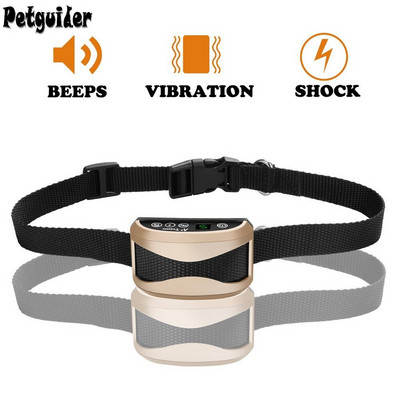 Αδιάβροχο επαναφορτιζόμενο κολάρο για σκύλους κατοικίδιων ζώων, επαναφορτιζόμενο ηχητικό σοκ Δόνηση 0-7 Ρυθμιζόμενο επίπεδο εκπαίδευσης Αυτόματο εκπαιδευτή διακοπής γαβγίσματος