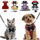 Puppy Harness Leash Set Dog Collar Dogs Bow Вечерна рокля Гръдна каишка Дишаща жилетка за домашни любимци Колани Дрехи за домашни котки Костюми