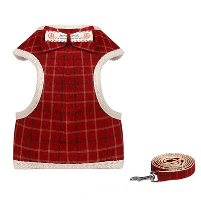 Puppy Harness Leash Set Dog Collar Dogs Bow Вечерна рокля Гръдна каишка Дишаща жилетка за домашни любимци Колани Дрехи за домашни котки Костюми