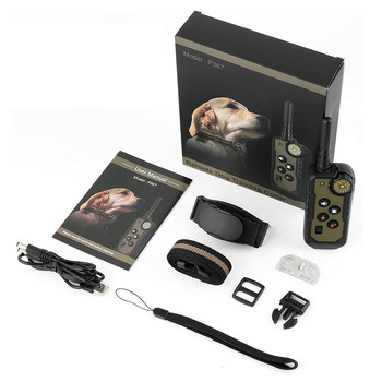Електрически нашийник за обучение на кучета Водоустойчив акумулаторен дистанционен контрол на кучешки лай с LCD дисплей за кучета