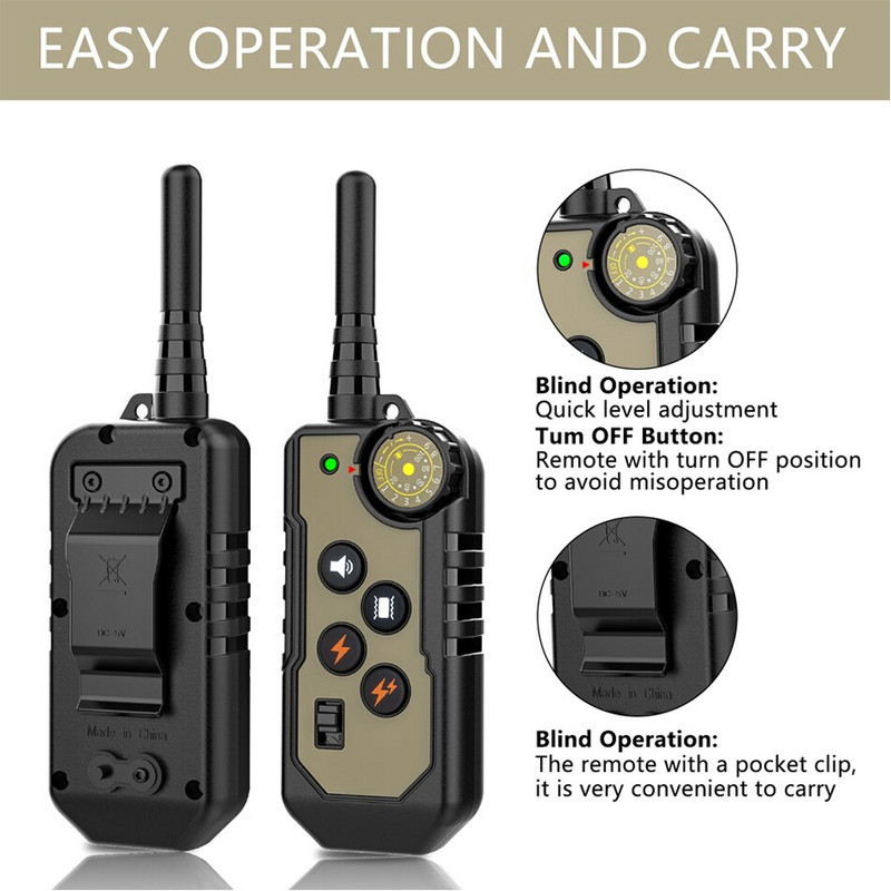 Ηλεκτρικό κολάρο εκπαίδευσης σκύλων Αδιάβροχο επαναφορτιζόμενο τηλεχειριστήριο γαυγίσματος σκύλων με οθόνη LCD για σκύλους