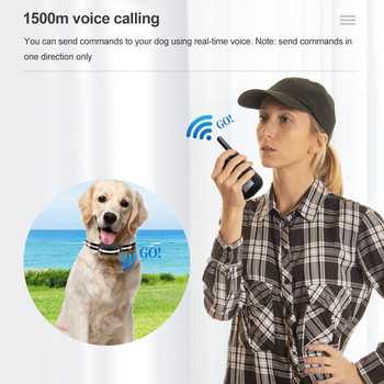 1500m Електрическа яка за обучение на кучета Гласова уоки-токи Дистанционно управление за домашни любимци Водоустойчива акумулаторна за всички размери Вибрационен звук