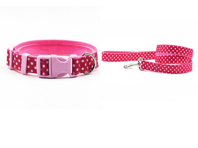 Nylon Circle Dot Style Personalize Dog Collar Leash Μικτό χρώμα Μόλυβδος γιακά σκύλου Small Medium-Size Dog SL Size
