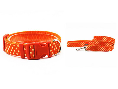 Nylon Circle Dot Style Personalize Dog Collar Leash Μικτό χρώμα Μόλυβδος γιακά σκύλου Small Medium-Size Dog SL Size