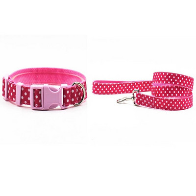 Nylon Circle Dot Style Personalize Dog Collar Leash Μικτό χρώμα Μόλυβδος γιακά σκύλου Small Medium-Size Dog SL Size