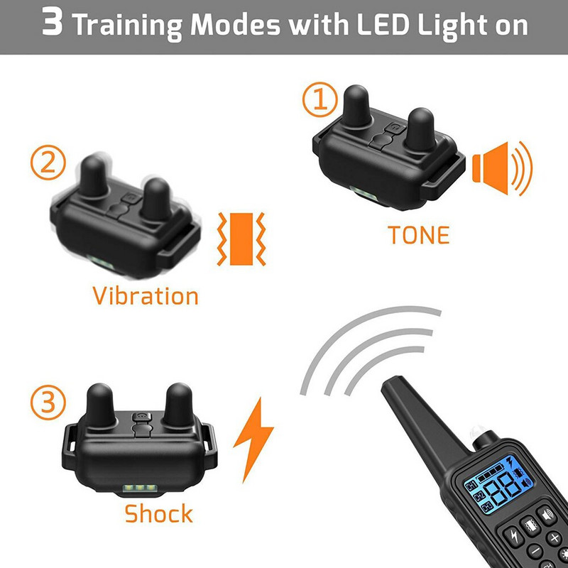800 m koerte treenimiskaelarihm. Laetav koerte treeningvarustus, vibratsioonipeatus, haukumise tööriist lemmiklooma kaugjuhtimispuldi treener