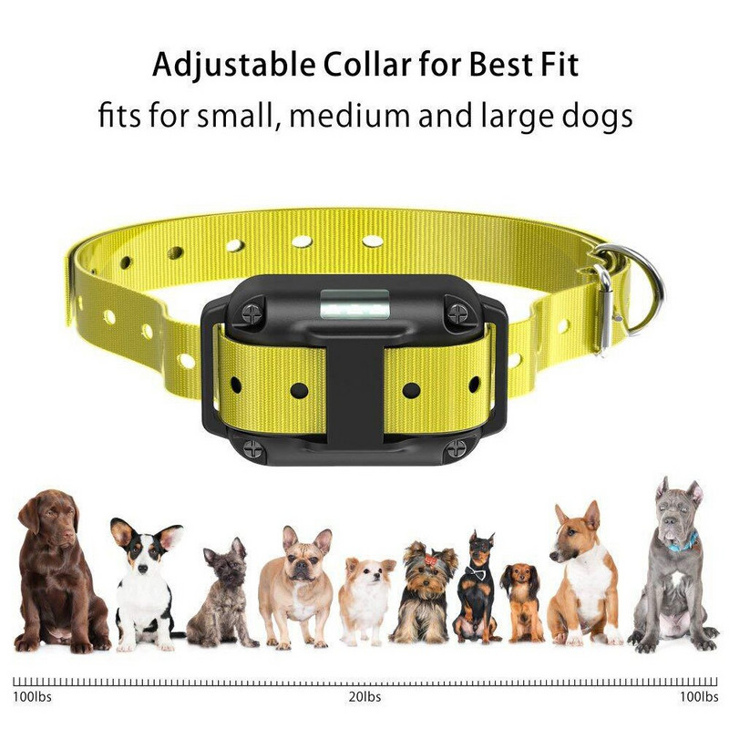 800 m koerte treenimiskaelarihm. Laetav koerte treeningvarustus, vibratsioonipeatus, haukumise tööriist lemmiklooma kaugjuhtimispuldi treener