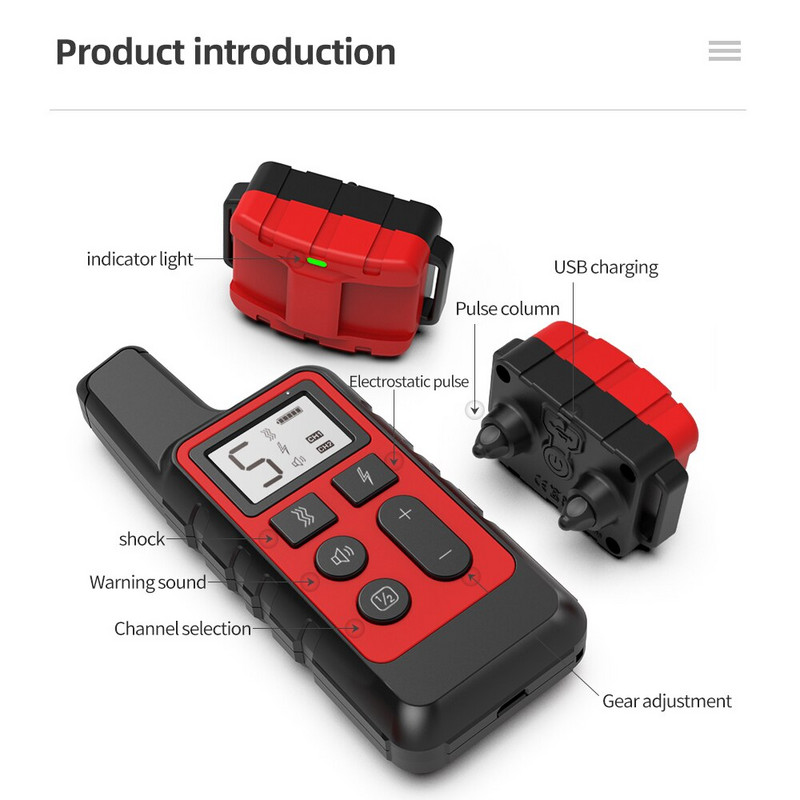 Περιλαίμιο εκπαίδευσης σκύλων κατοικίδιων ζώων, αδιάβροχο τηλεχειριστήριο, επαναφορτιζόμενη οθόνη LCD για μικρά μεγάλα σκυλιά Δέκτης εκπαίδευσης κατά του γαβγίσματος ήχου 38% έκπτωση