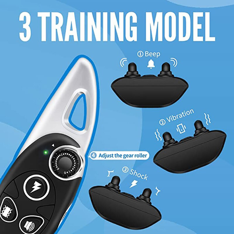 Zgarda electrică de dresaj pentru câini Telecomandă pentru animale de companie, impermeabilă, reîncărcabilă, pentru toate dimensiunile, antrenor de oprire a lătratului, sunet cu vibrații șoc