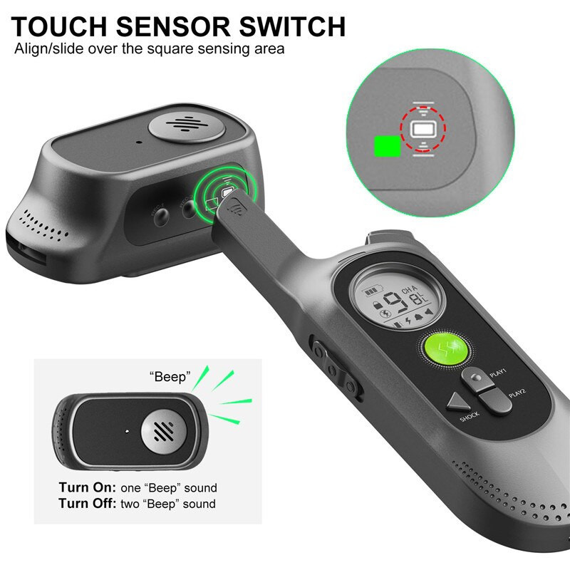 Zgarda de dresaj pentru câini, reîncărcabilă, impermeabilă, cu absorbție a șocurilor pentru câini, în aer liber, cu telecomandă, înregistrabile pentru animale de companie.