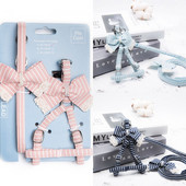 Šunų diržų pavadėlio rinkinys 2 vnt. medvilninių juostelių naminių gyvūnėlių diržų rinkinys su spausdintu meškiuko čihuahua antkakliu šuniui vaikščioti su lynu.