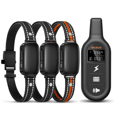 ROJECO elektriline koeratreeningu kaelarihm 3300 jalga kaugjuhtimispuldiga veekindel vibratsioon elektrišokk lemmiklooma koera hauku peatamisamortisaatori kaelarihm