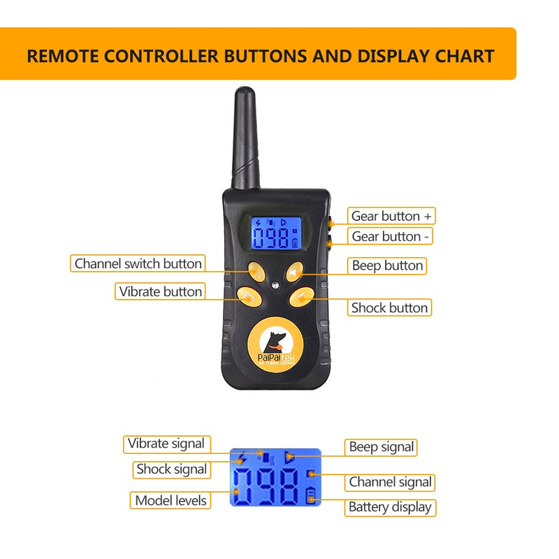 Paipaitek κολάρο εκπαίδευσης κατοικίδιων σκύλων κατά του γαβγίσματος κολάρο ελέγχου με τηλεχειριστήριο 550 yd για σκύλους S/M Ασφαλές αδιάβροχο επαναφορτιζόμενο