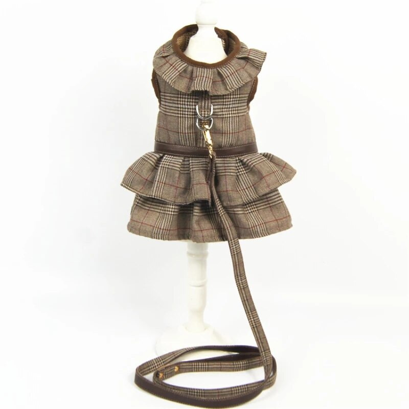 Αξεσουάρ ρούχων για σκύλους πολυτελείας Μικρό κολάρο σκύλου για κορίτσι Chihuahua Καρό γάτας για σκύλους Medium Pug Σετ λουρί και λουρί για σκύλους