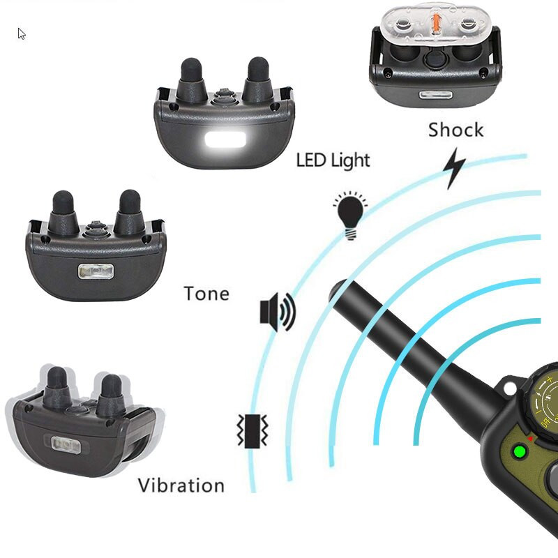 Κολάρο εκπαίδευσης σκύλων αδιάβροχο ηλεκτρικό σοκ Δόνηση ήχος κολάρο γαβγίσματος σκύλων για όλα τα σκυλιά Εκπαιδευτής εξωτερικού χώρου 500M Τηλεχειριστήριο