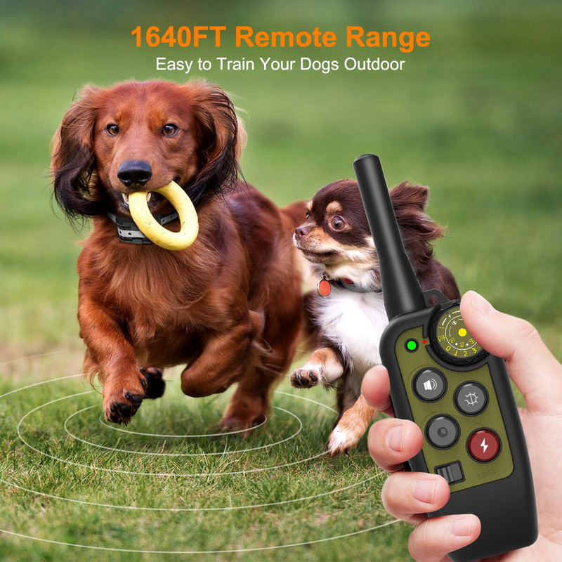 Κολάρο εκπαίδευσης σκύλων αδιάβροχο ηλεκτρικό σοκ Δόνηση ήχος κολάρο γαβγίσματος σκύλων για όλα τα σκυλιά Εκπαιδευτής εξωτερικού χώρου 500M Τηλεχειριστήριο