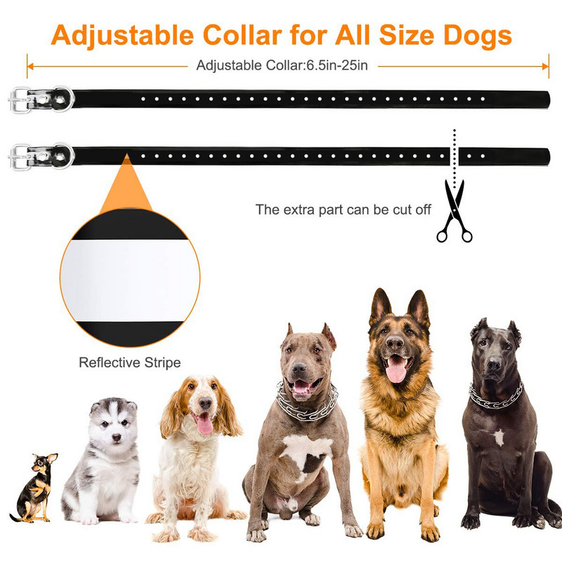Κολάρο εκπαίδευσης σκύλων αδιάβροχο ηλεκτρικό σοκ Δόνηση ήχος κολάρο γαβγίσματος σκύλων για όλα τα σκυλιά Εκπαιδευτής εξωτερικού χώρου 500M Τηλεχειριστήριο