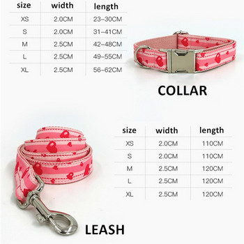 Sweet Dog Collars and Leash Set Pink Heart Print Σετ λουριών γιακά σκύλου με παπιγιόν Collares De Perro Fashion Dog Accessories