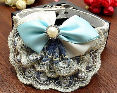Caini de lux, pisici, dantela, guler de perle, accesorii pentru toaleta cainilor, 1 buc.