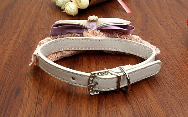 Caini de lux, pisici, dantela, guler de perle, accesorii pentru toaleta cainilor, 1 buc.