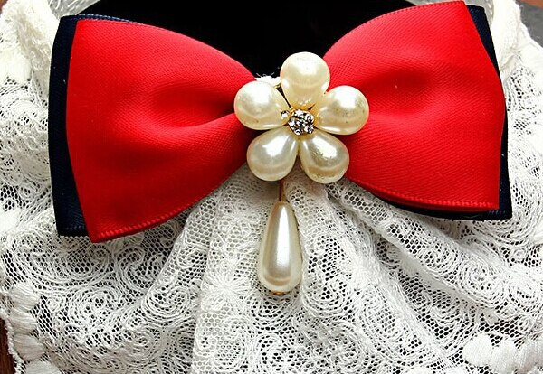 Caini de lux, pisici, dantela, guler de perle, accesorii pentru toaleta cainilor, 1 buc.