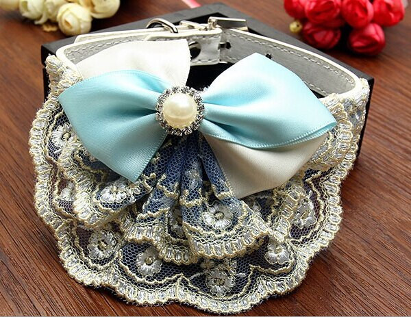 Caini de lux, pisici, dantela, guler de perle, accesorii pentru toaleta cainilor, 1 buc.