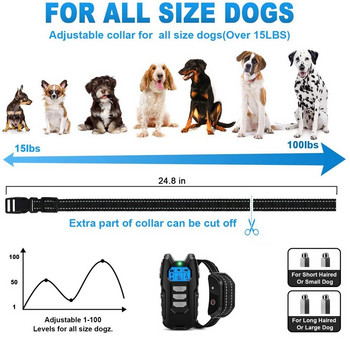 Нашийник за обучение на домашни кучета с дистанционно акумулаторен LCD до 1000 фута Ударен нашийник Звуков сигнал Вибрационен шок