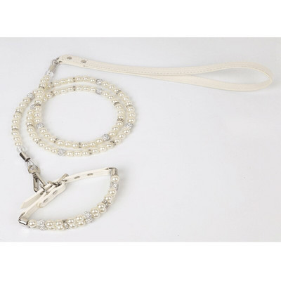 Κολιέ με πέρλες PU Δερμάτινο σετ λουριών γιακά σκύλου Τεχνητά μαργαριτάρια Κολιέ για κατοικίδια για μικρά σκυλιά Αξεσουάρ για κατοικίδια