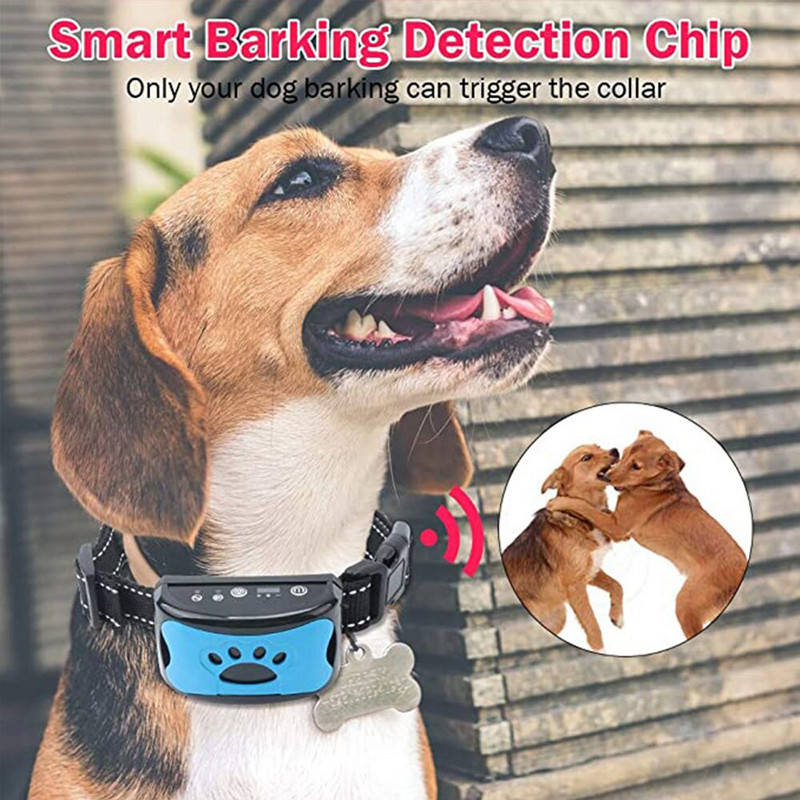 Акумулаторен нашийник за кучешки лай Водоустойчив нашийник против лай за домашни любимци Устройство за спиране на лаенето Без контрол на вредата за нашийници за обучение на домашни кучета