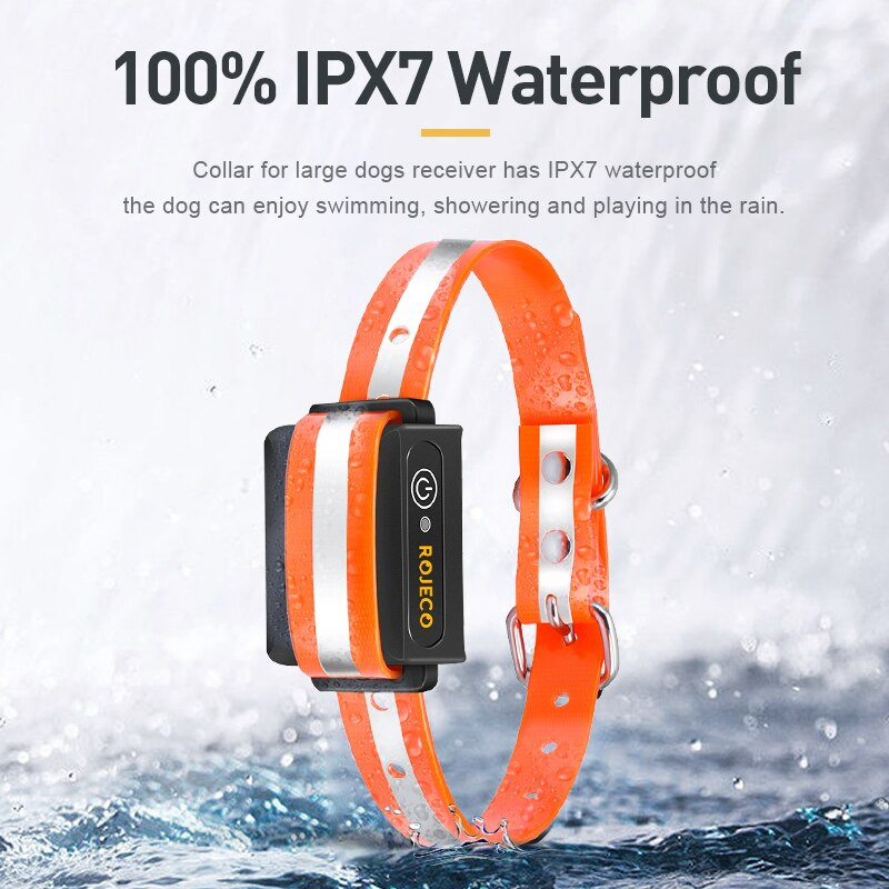 ROJECO 1000m elektriline koerte treeningkaelarihm kaugjuhtimispult veekindel laetav lemmikloomakoera haukumine peatamisamortisaatori kaelarihm elektrišokk