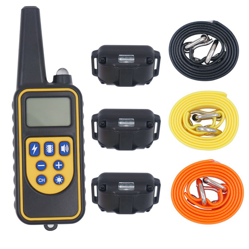 800M κολάρο εξοπλισμού εκπαίδευσης σκύλων Επαγγελματική αλυσίδα για 3 σκύλους Μικρό μεγάλο γάβγισμα με τηλεχειριστήριο 3 τρόπων εκπαίδευσης σκύλων