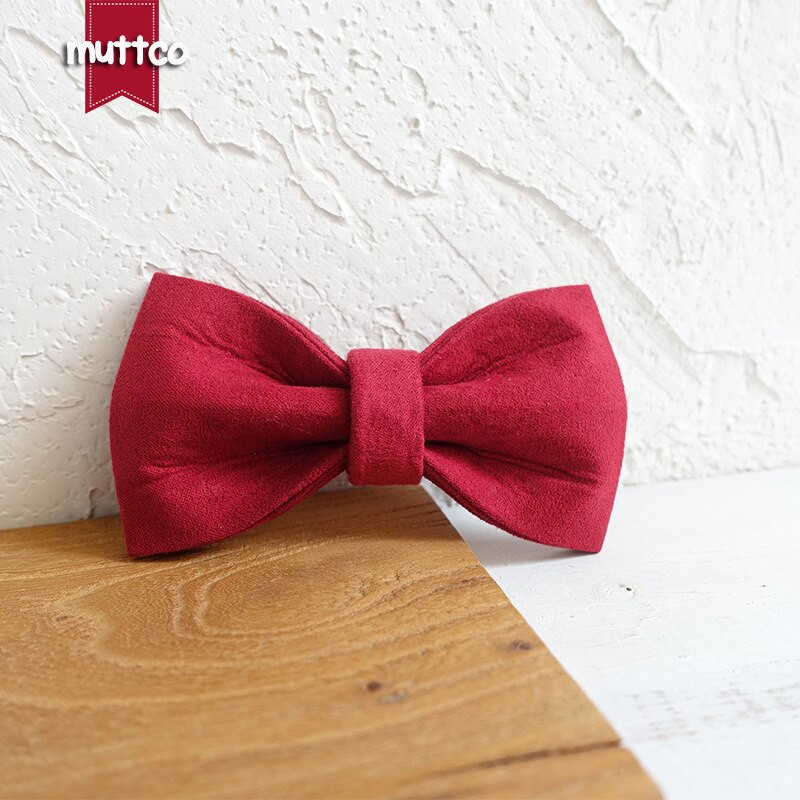 MUTTCO Pretty self-design guler de câine cu papion THE CHERRY set unic de gulere și lese pentru câini Chihuahua 5 mărimi UDC020