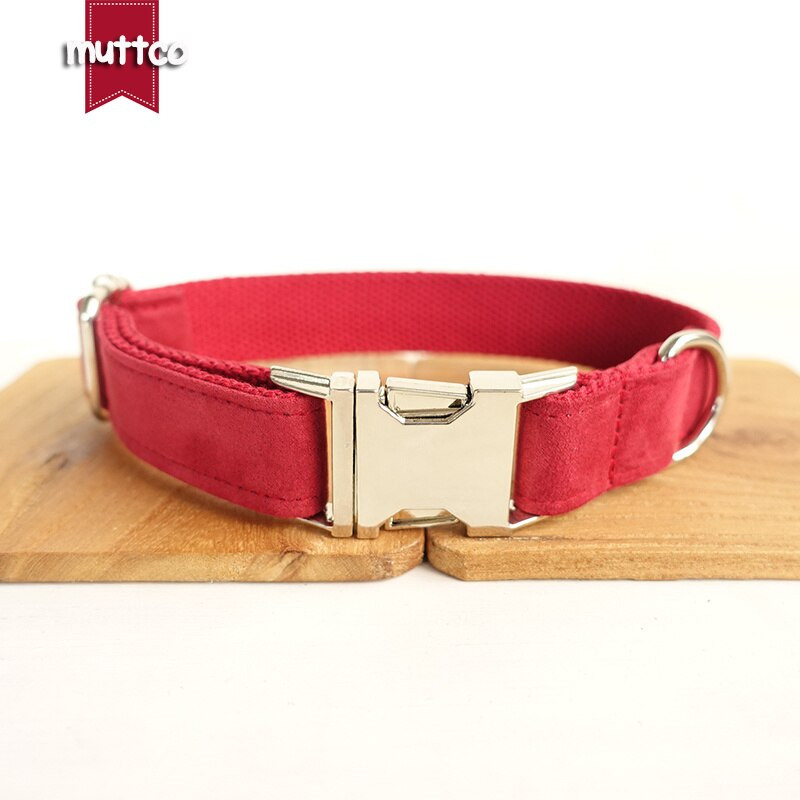 MUTTCO Pretty self-design guler de câine cu papion THE CHERRY set unic de gulere și lese pentru câini Chihuahua 5 mărimi UDC020