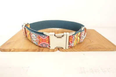 MUTTCO comerț cu amănuntul zgarda de câine rezistentă la timp THE BOHEMIAN set de zgarda și lesă reglabile pentru câine cu papion 5 mărimi UDC050