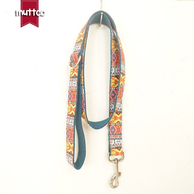 MUTTCO comerț cu amănuntul zgarda de câine rezistentă la timp THE BOHEMIAN set de zgarda și lesă reglabile pentru câine cu papion 5 mărimi UDC050