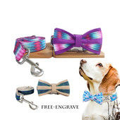 Légáteresztő szövet lila pillangó kutyák színes, gyönyörű kisállatnyakörv vonókötél íj egyedi név gravírozás