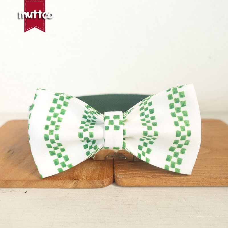 Λιανικό σετ γιακά σκύλου αυτοσχεδιασμού THE JABE MOSAIC χειροποίητο σετ παπιγιόν γιακά σκύλου 5 μεγεθών από πολυ σατέν και νάιλον UDC095