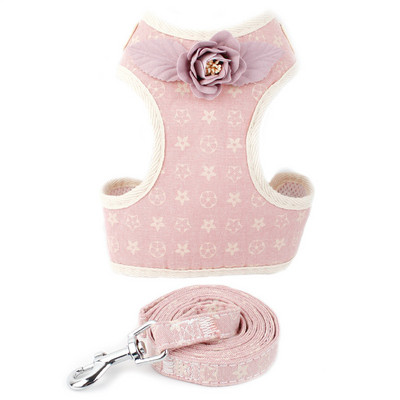 Nou tip de vestă de lesă pentru animale de companie pentru set de ham și lesă pentru cățeluș, guler de câine Kawaii pentru animale de companie Accesorii pentru pisici