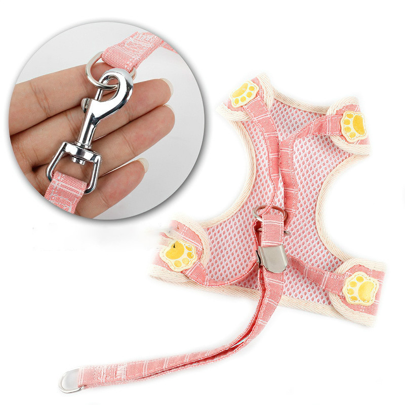 Nou tip de vestă de lesă pentru animale de companie pentru set de ham și lesă pentru cățeluș, guler de câine Kawaii pentru animale de companie Accesorii pentru pisici