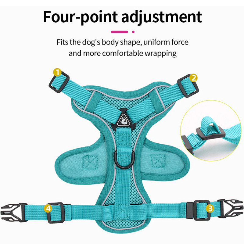 Ham pentru câini, respirabil, reflectorizant, pentru animale de companie, în stil vestă, vestă reglabilă pentru câini cu lesă, accesorii pentru antrenament