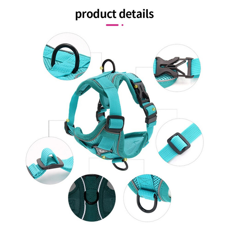 Ham pentru câini, respirabil, reflectorizant, pentru animale de companie, în stil vestă, vestă reglabilă pentru câini cu lesă, accesorii pentru antrenament