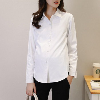 Модерна дамска риза с класическа яка в бял цвят