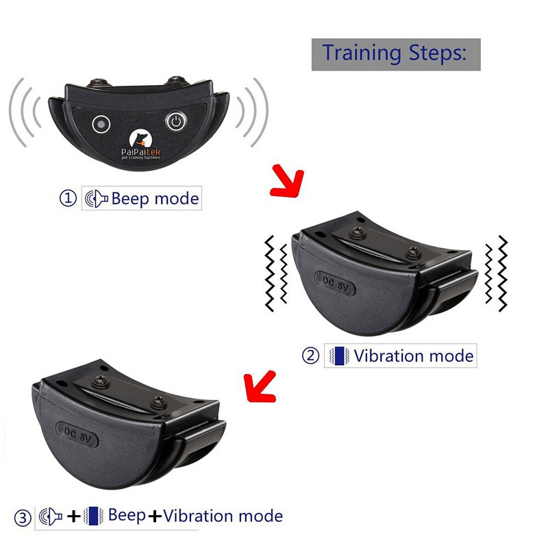 Εκπαιδευτικό κολάρο κραδασμών για σκύλους Εκπαιδευτής κραδασμών με τηλεχειριστήριο, επαναφορτιζόμενο αδιάβροχο αντιφλεγμονώδες κολάρο απωθητικό σκύλων