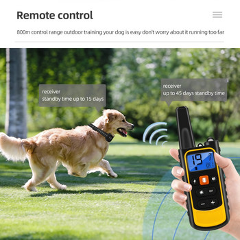 800m Електрически нашийник за обучение на кучета Дистанционно управление за домашни любимци Водоустойчиво акумулаторно с LCD дисплей за всички размери Шок Вибрационен звук