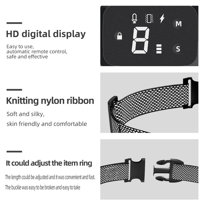 LCD elektriline koerte treeningkaelarihm, automaatne veekindel laetav antiBark koerte treeningkaelarihm vibratsiooniheliga