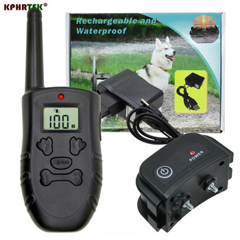 Водоустойчив дистанционен електронен нашийник за обучение на кучета с вградена акумулаторна батерия с ударно вибрационен звуков сигнал 34e