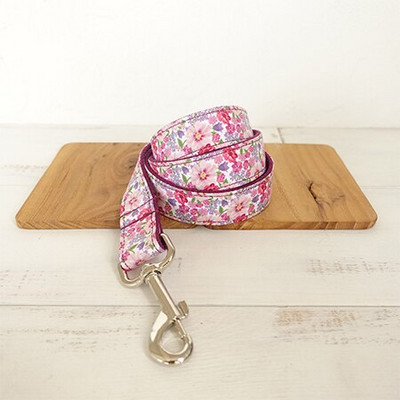 MUTTCO χειροποίητη γραβάτα γιακά κατοικίδιου THE PURPLE FLOWER φλοράλ γιακά και λουρί σκύλου σετ με παπιγιόν για δώρο κατοικίδιων 5 μεγεθών UDC049