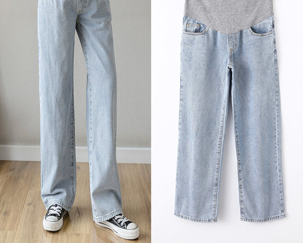 Blugi de damă cu picioare largi, cu talie înaltă și buzunar