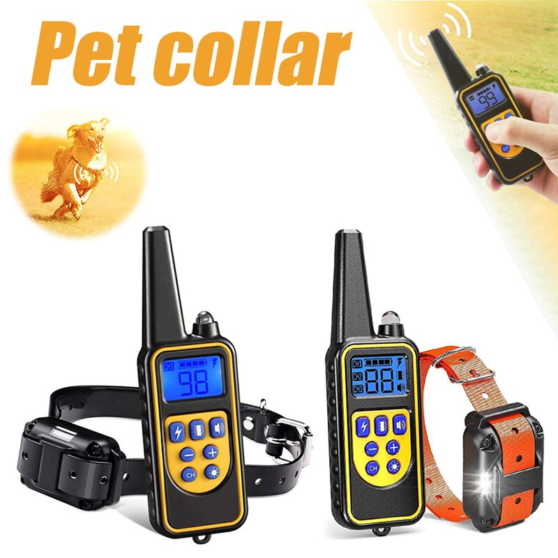 Guler de dresaj pentru câini de 800 m pentru animale de companie, rezistent la apă, anti-lătrat, dispozitiv de control de la distanță, dispozitiv de dresaj reîncărcabil pentru câini de mai multe dimensiuni