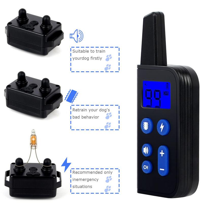 Koerte koolitus elektrišokk E kaelarihm haukumiskäitumise treenimine kaugjuhtimispuldiga suurte ja keskmiste väikeste koerte treenimiseks
